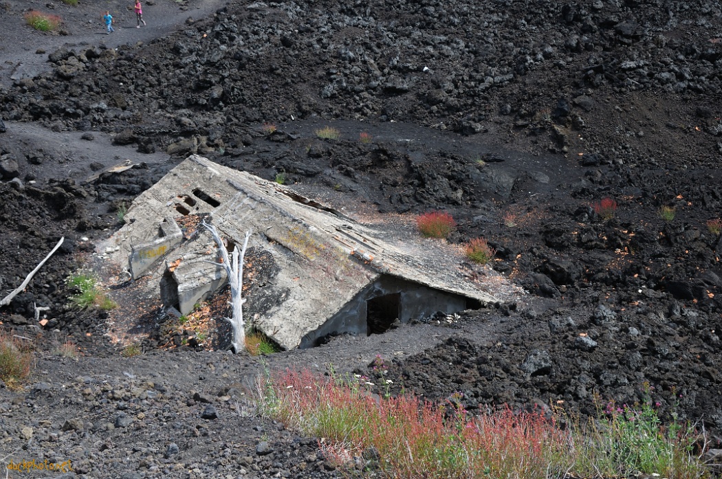 House covered by lava